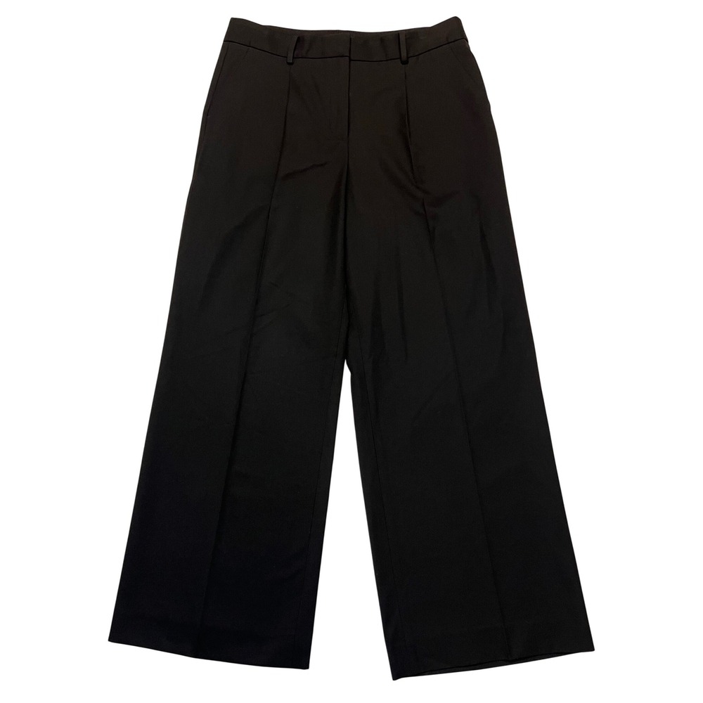 Talbots Black Wide Leg High Rise Lightweight Wool Blend Professional Pants 10P